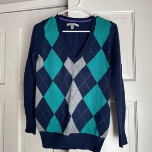 Blue argyle sweater